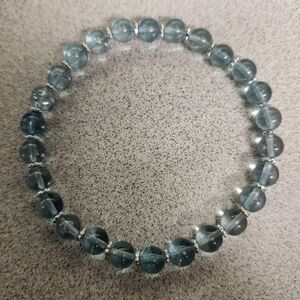 Handmade Blue Quartz And Sterling Silver Beaded Bracelet